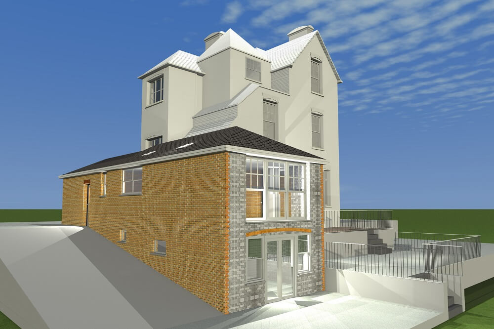 3d house extension rendering